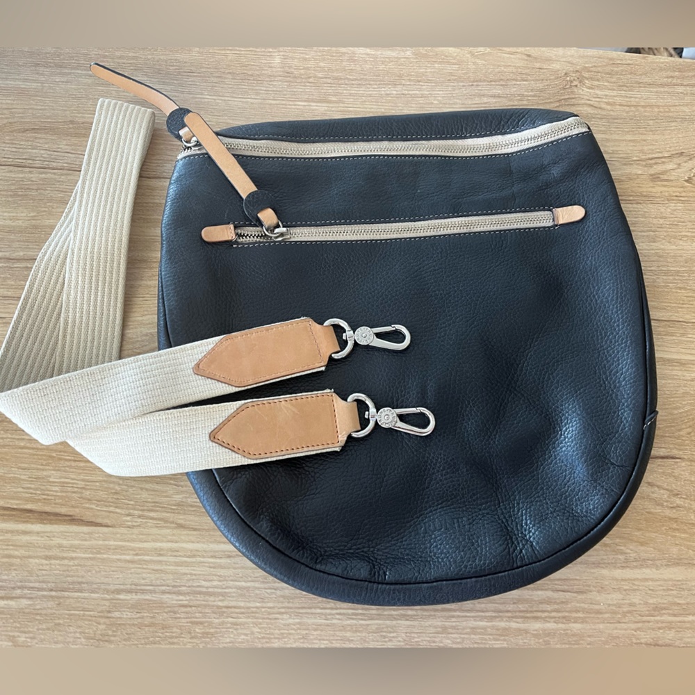 Black leather crossbody bag